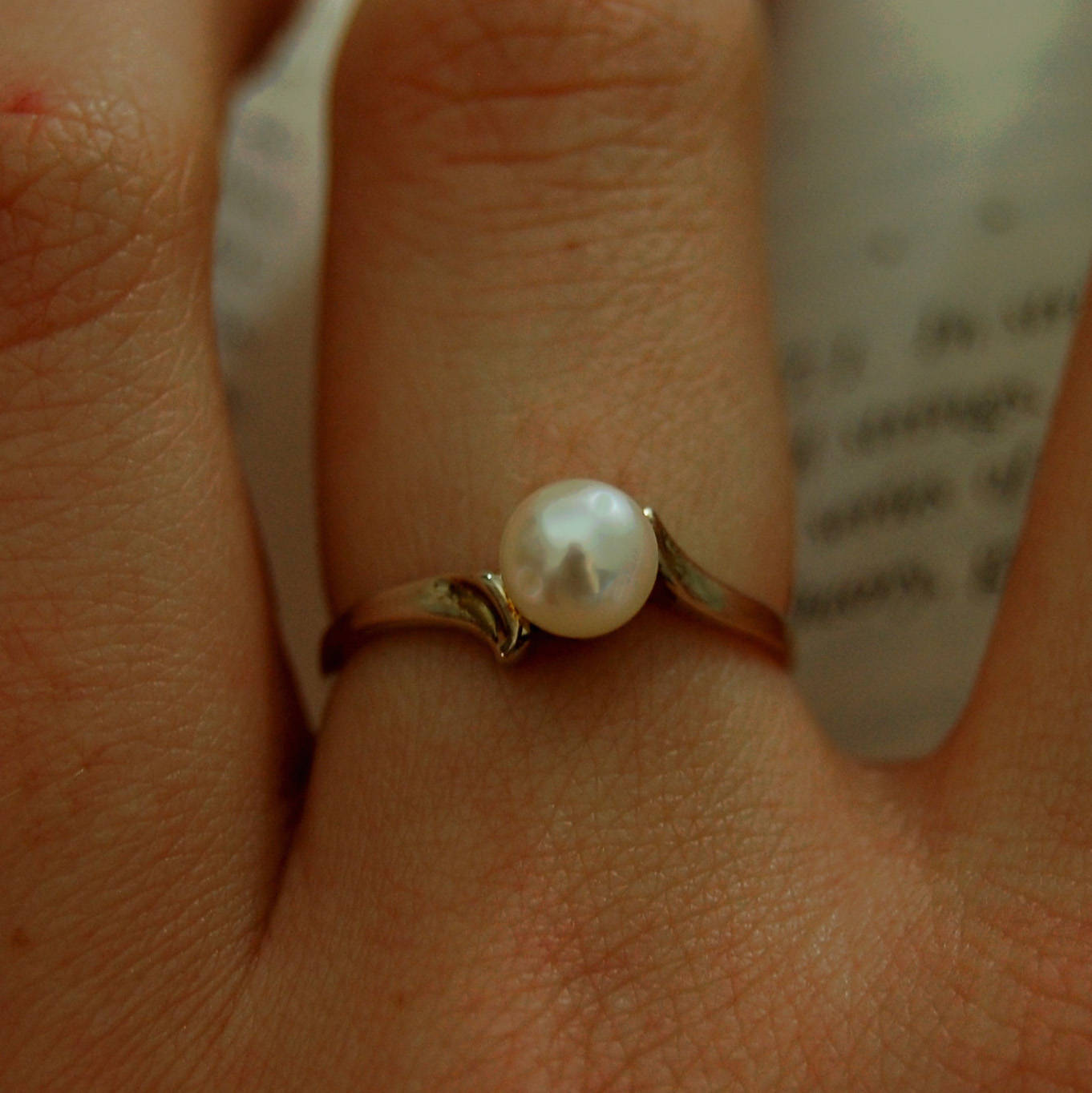 Devika CW - Akoya Pearl Engagement Ring, Promise or Wedding Ring in a Solid Continuum Silver, FREE SHIP