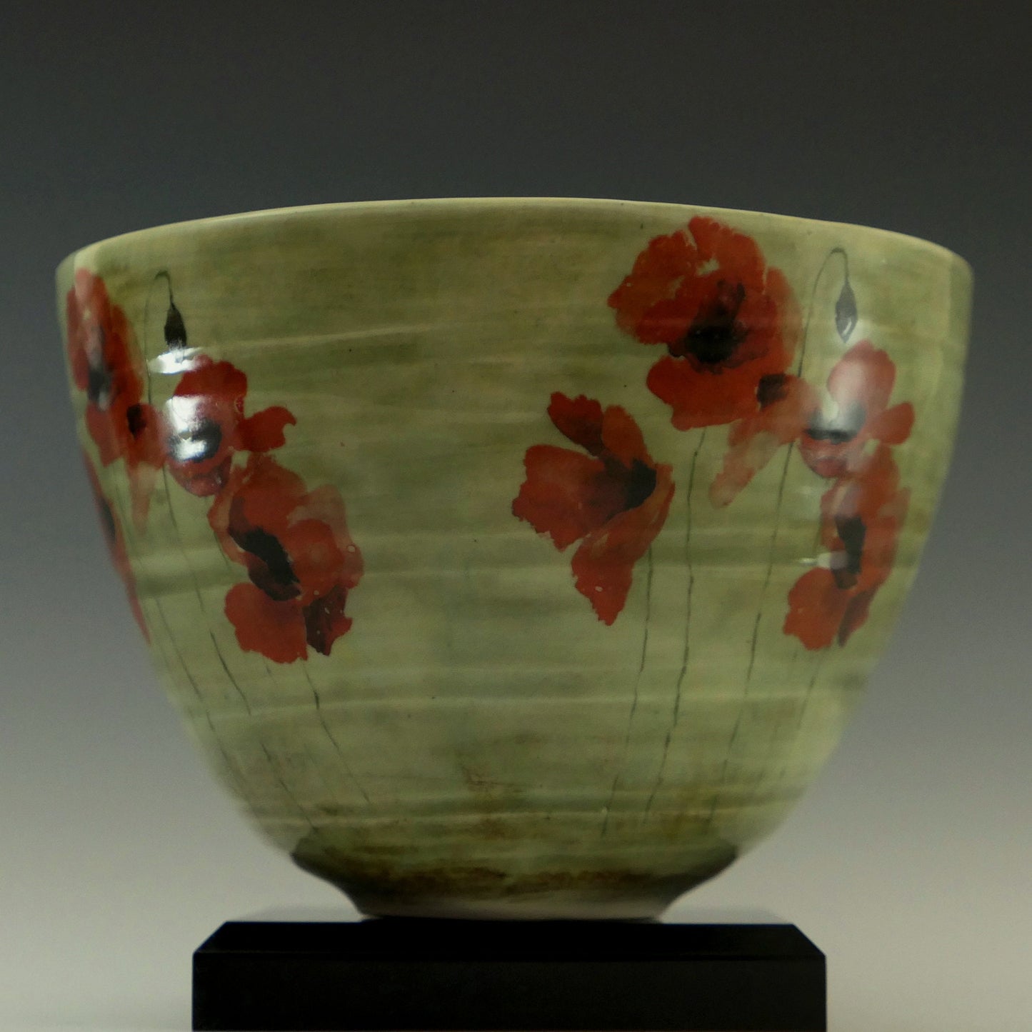 Poppies Red As Roses - Handmade Stoneware Bowl - Perfect for Serving or Display - Free Shipping US.