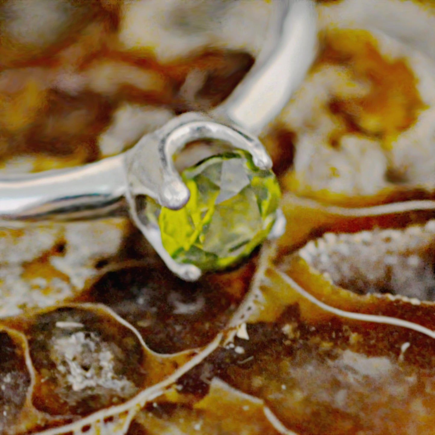 Alaqua - Peridot Gemstone and Sterling Silver Engagement Ring