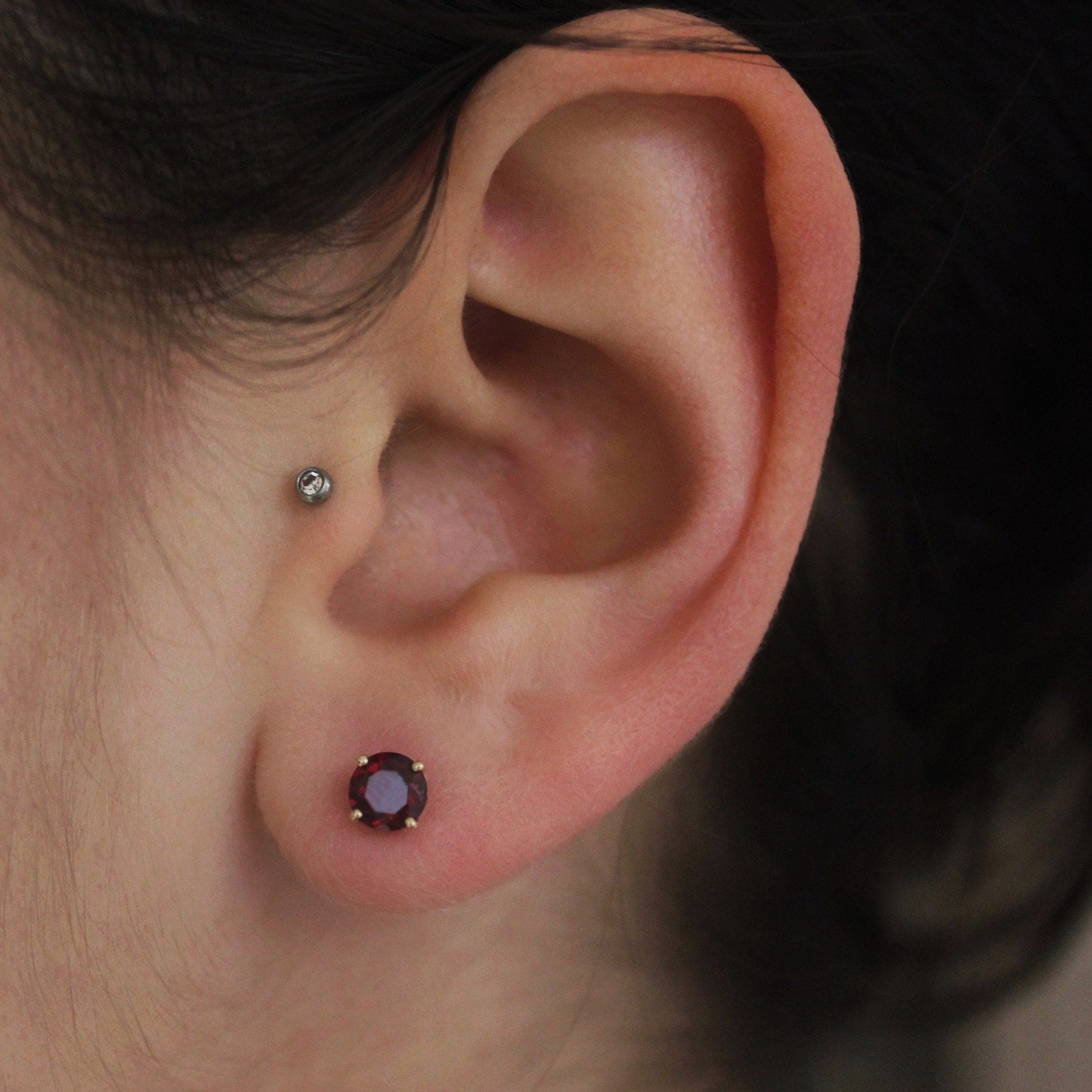 Nakhti - Garnet Stud Earrings Feature Richly Colored Garnet Gemstones Set in Solid 14kt Yellow Gold, FREE SHIP US