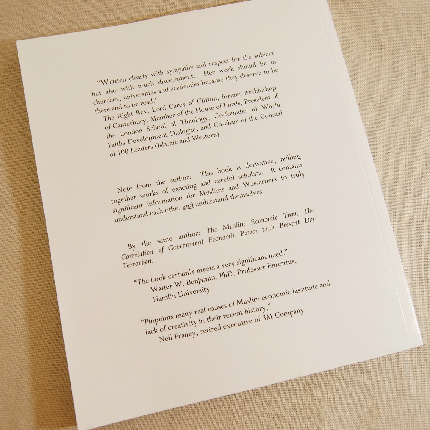 Paperback Book on Law and Customs, Islamic Law and the Rejection of Aristotle's Logic, FREE SHIP US