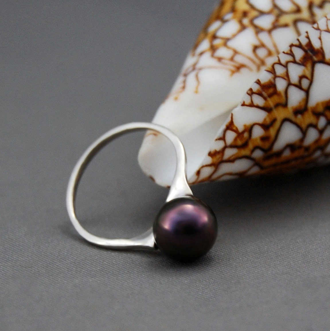 Lela - Pearl Ring Features a Freshwater Pearl Set in Sterling Silver, Small Size, FREE SHIPPING US
