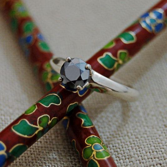 Brenna - Unique Silicon Crystal Gemstone Ring Set in Solid Argentium® Silver, Free shipping US.