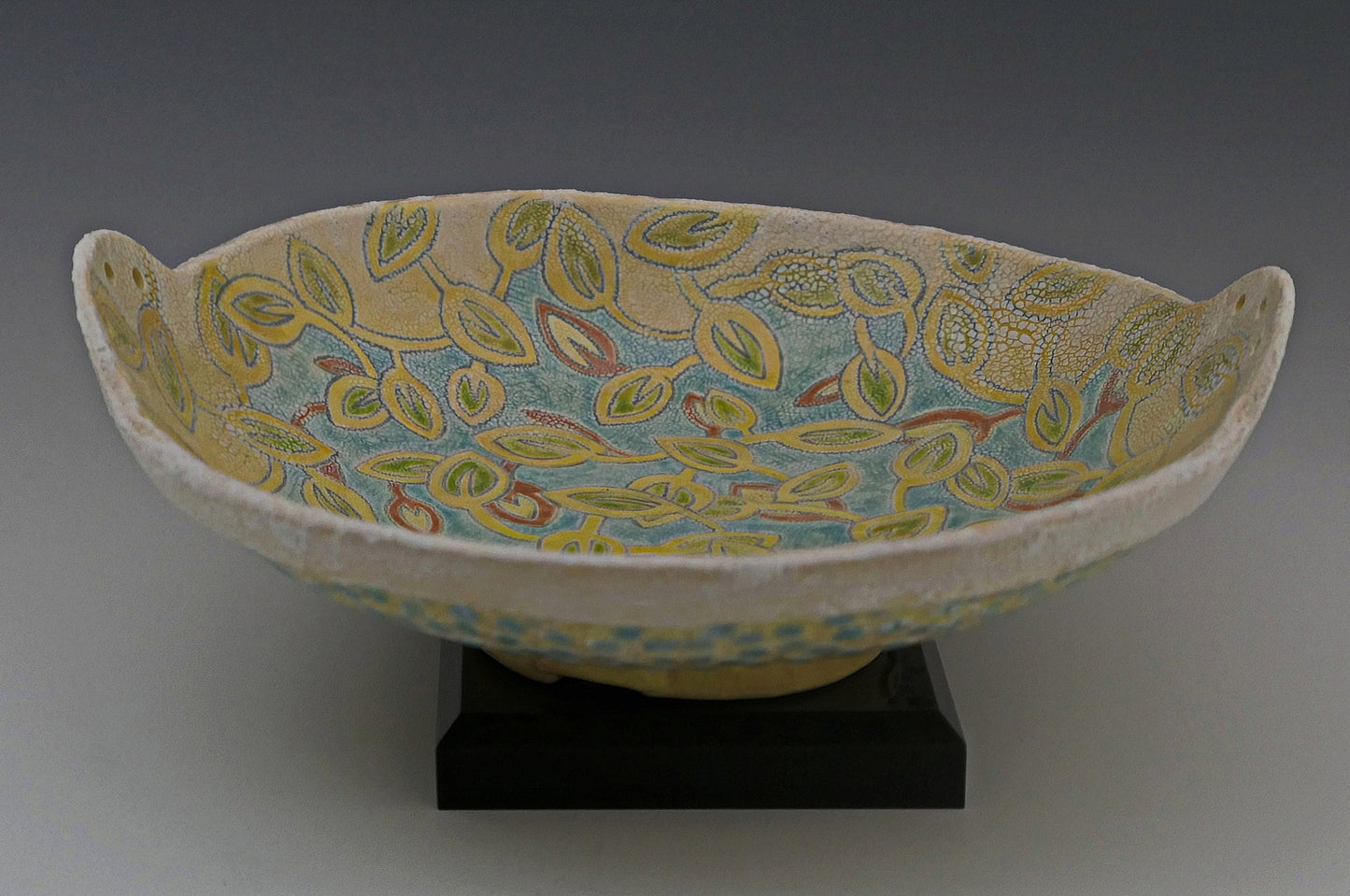 Snow Crust - Hand Painted Decorative Ceramic Bowl - Medium Size - Free Shipping in the US.