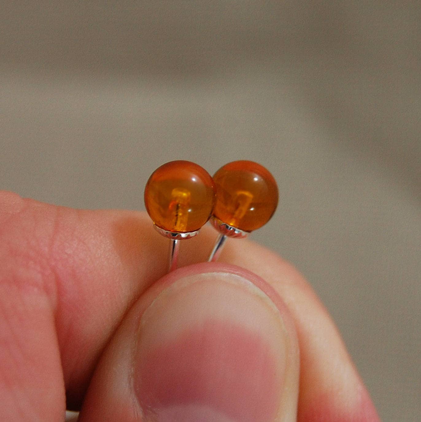 Ambre - Amber Gemstone Stud Earrings, May Birthstone Alternate, FREE SHIPPING US