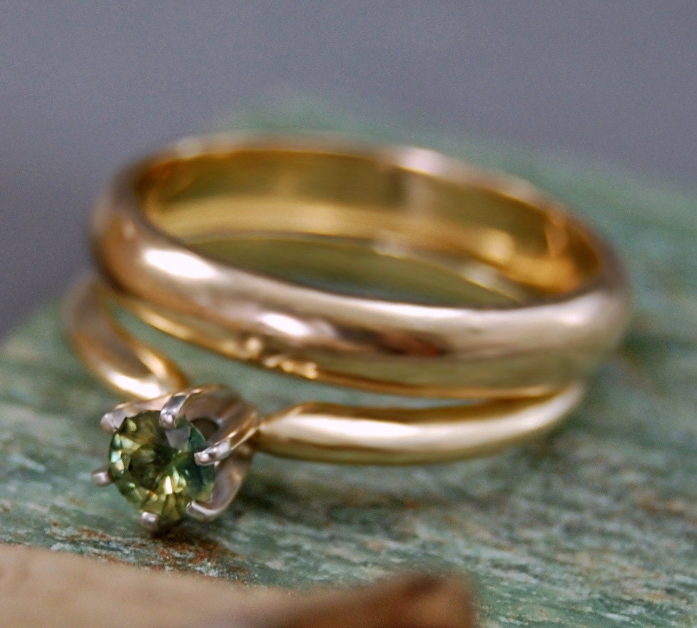 Padme - Sapphire Engagement Ring, September Birthstone, Solid 14kt Gold, FREE SHIP US