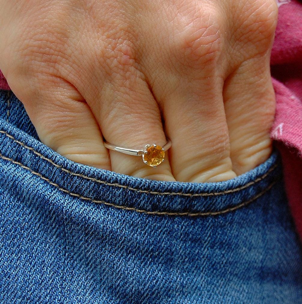 Benicia - Citrine Gemstone Stacking or Engagement Ring, November Birthday