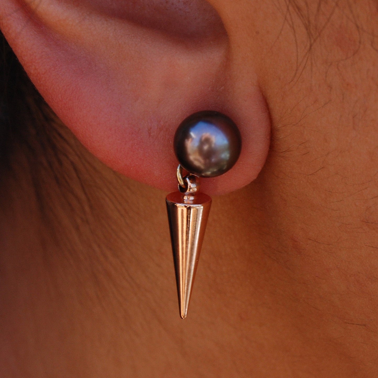 Valora - Freshwater Pearl Contemporary Drop Stud Earrings, FREE SHIPPING US