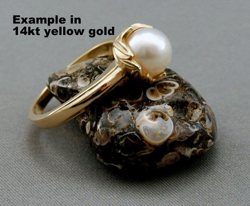 Evlin W. - Custom Made Pearl Ring in Silver, Gold or Platinum, FREE SHIP US