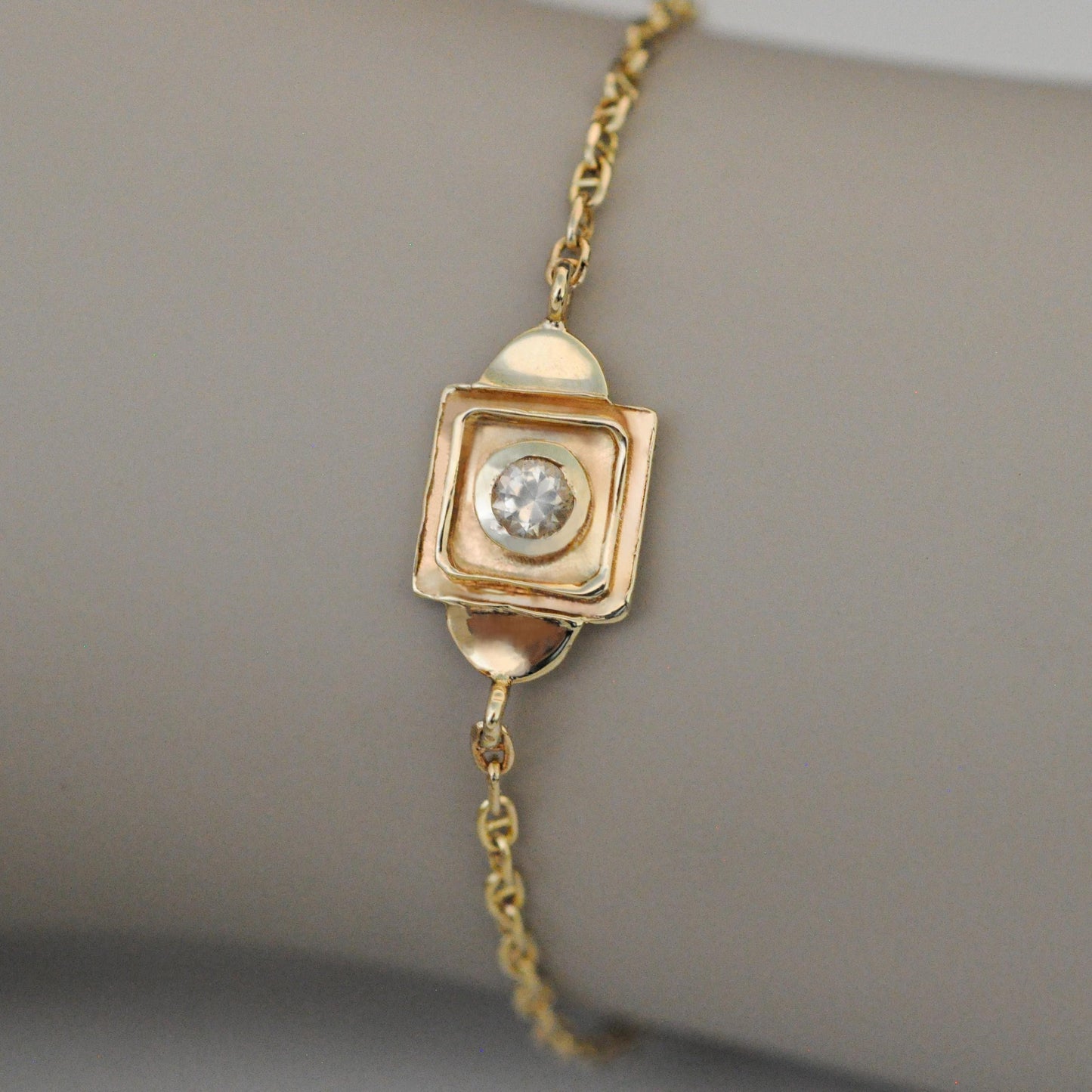 Charlotte - Luxurious 14kt Gold Bracelet Featuring Dazzling White Sapphire. 7" of Timeless Elegance!