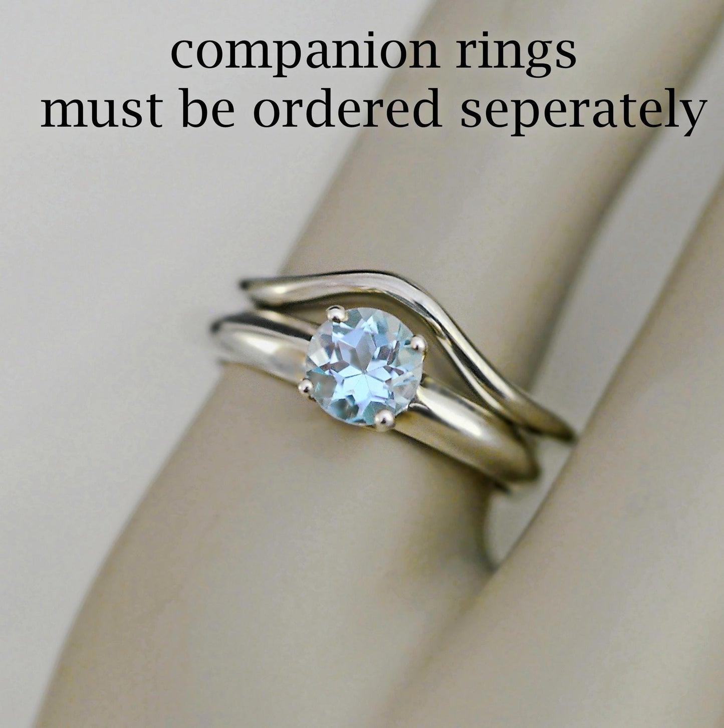 Azora - Beautiful Sky Blue Topaz Gemstone Ring Set in Solid Easy Care Argentium Silver, FREE SHIPPING US.