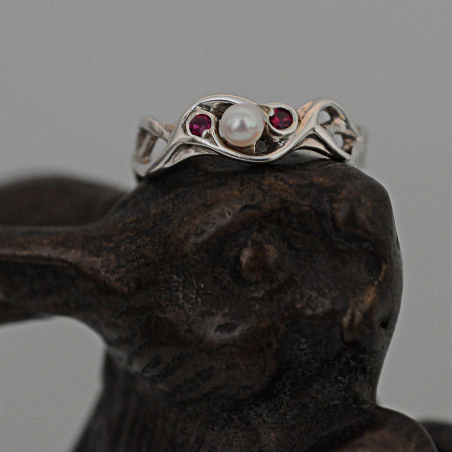 Mira - Pearl and Ruby Ring Set in Easy Care Continuum® Silver. Shop Exclusive Wave Ring Design. Free Shipping within the US.