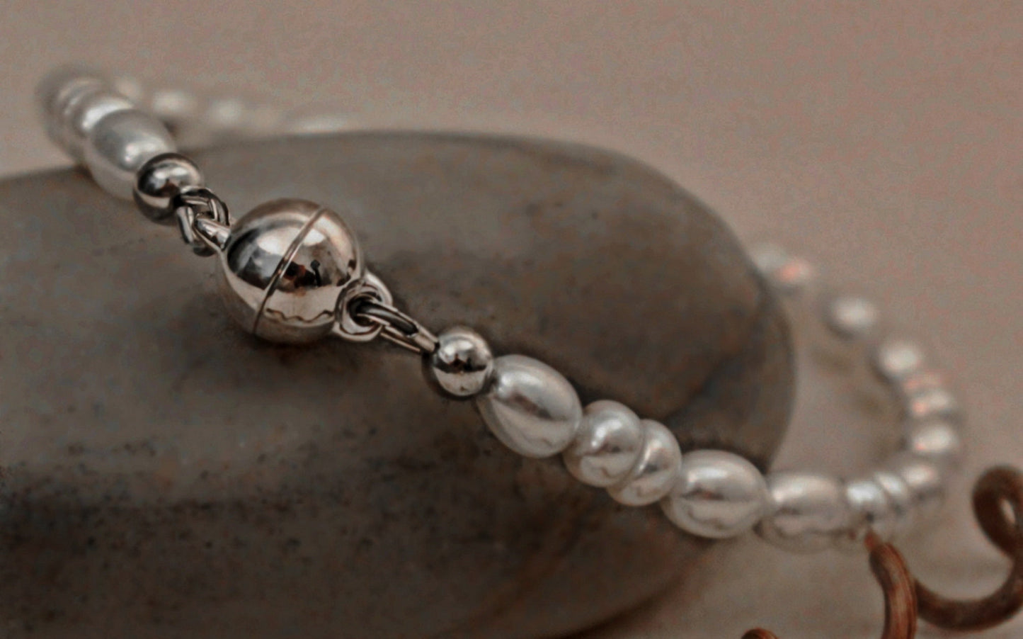 Thea - Beautiful White Freshwater Pearl Bracelet with Sterling Silver Magnetic Clasp. FREE SHIPPING US.