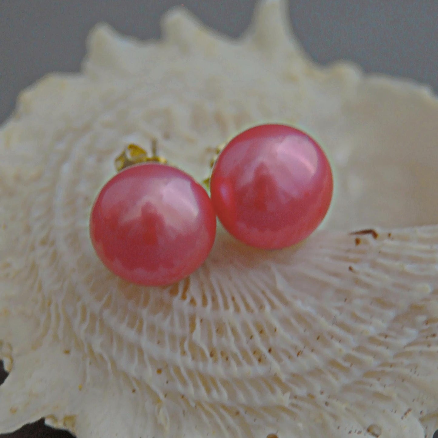 Aurelia - Pearl Stud Earrings, One of a Kind, Set in Solid 14kt Gold, FREE SHIPPING US.