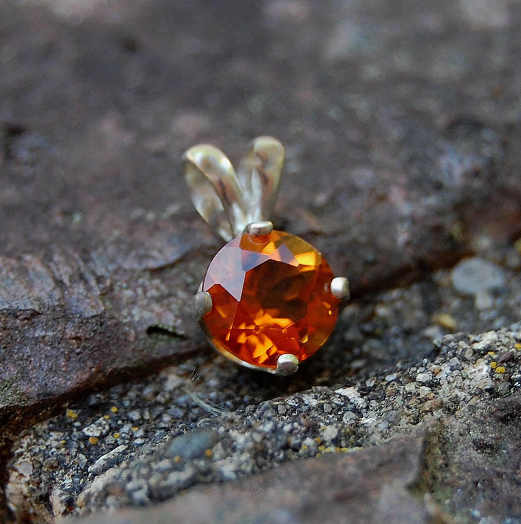 Autumn - Citrine Pendant Necklace, November Birthstone, Argentium® Silver