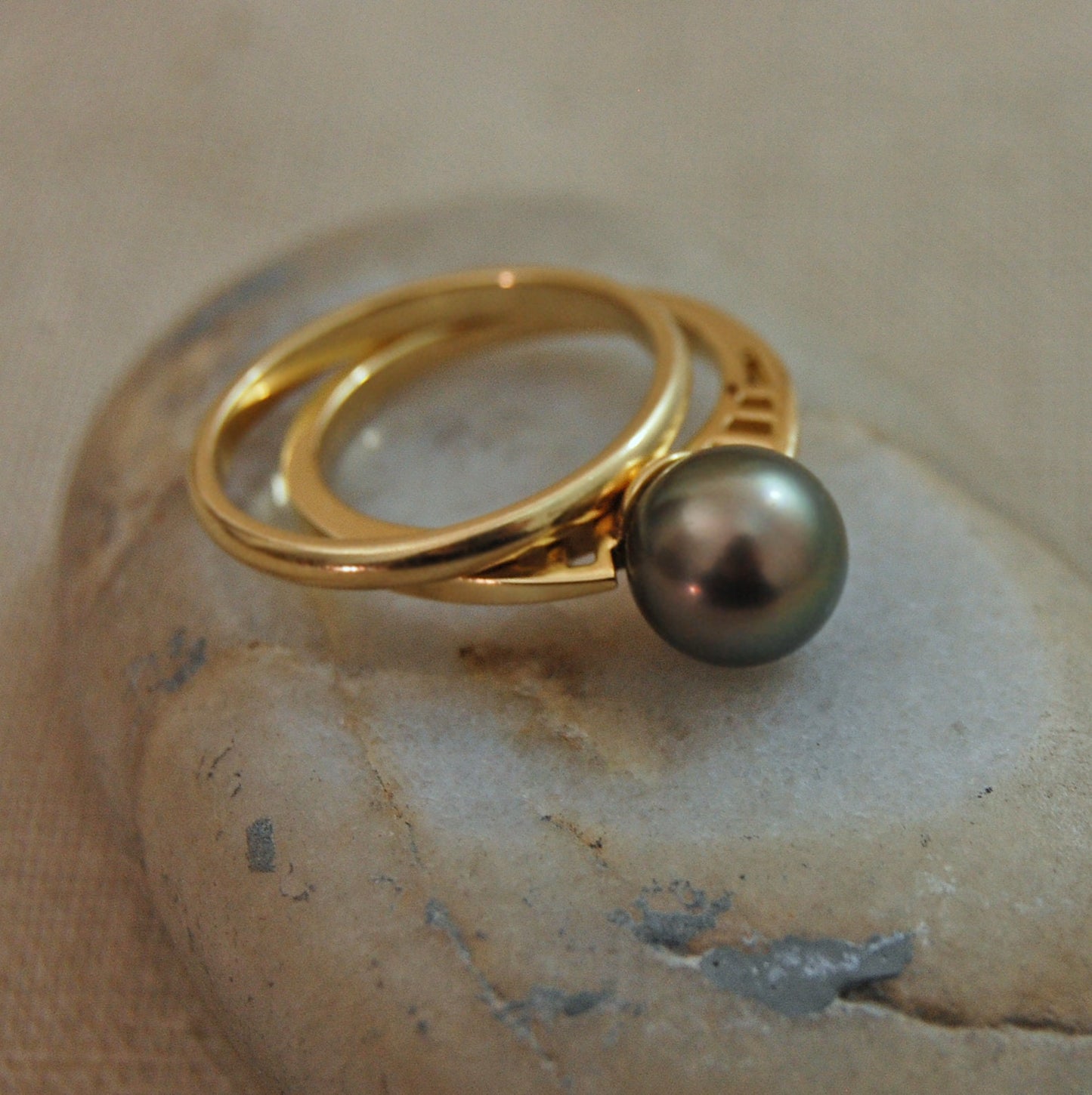 Badr G. - Tahitian Pearl Engagement Ring, 14kt Gold, FREE SHIP US