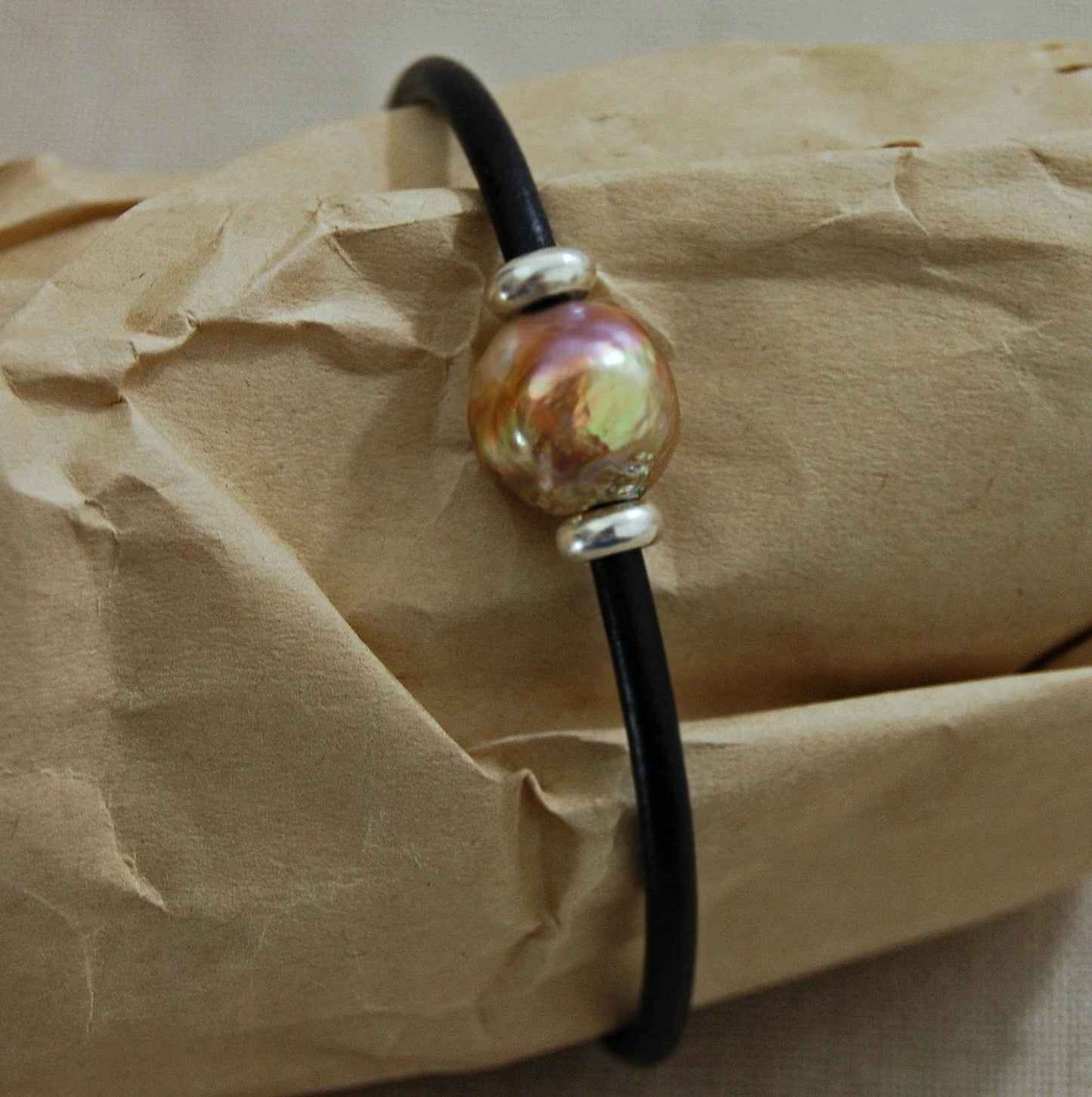Cassie - Leather Pearl Boho Bracelet