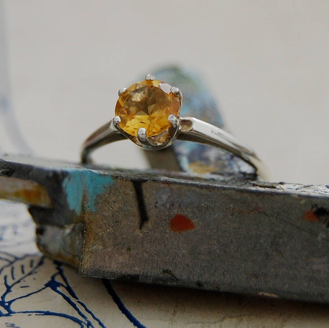 Benicia - Citrine Gemstone Stacking or Engagement Ring, November Birthday