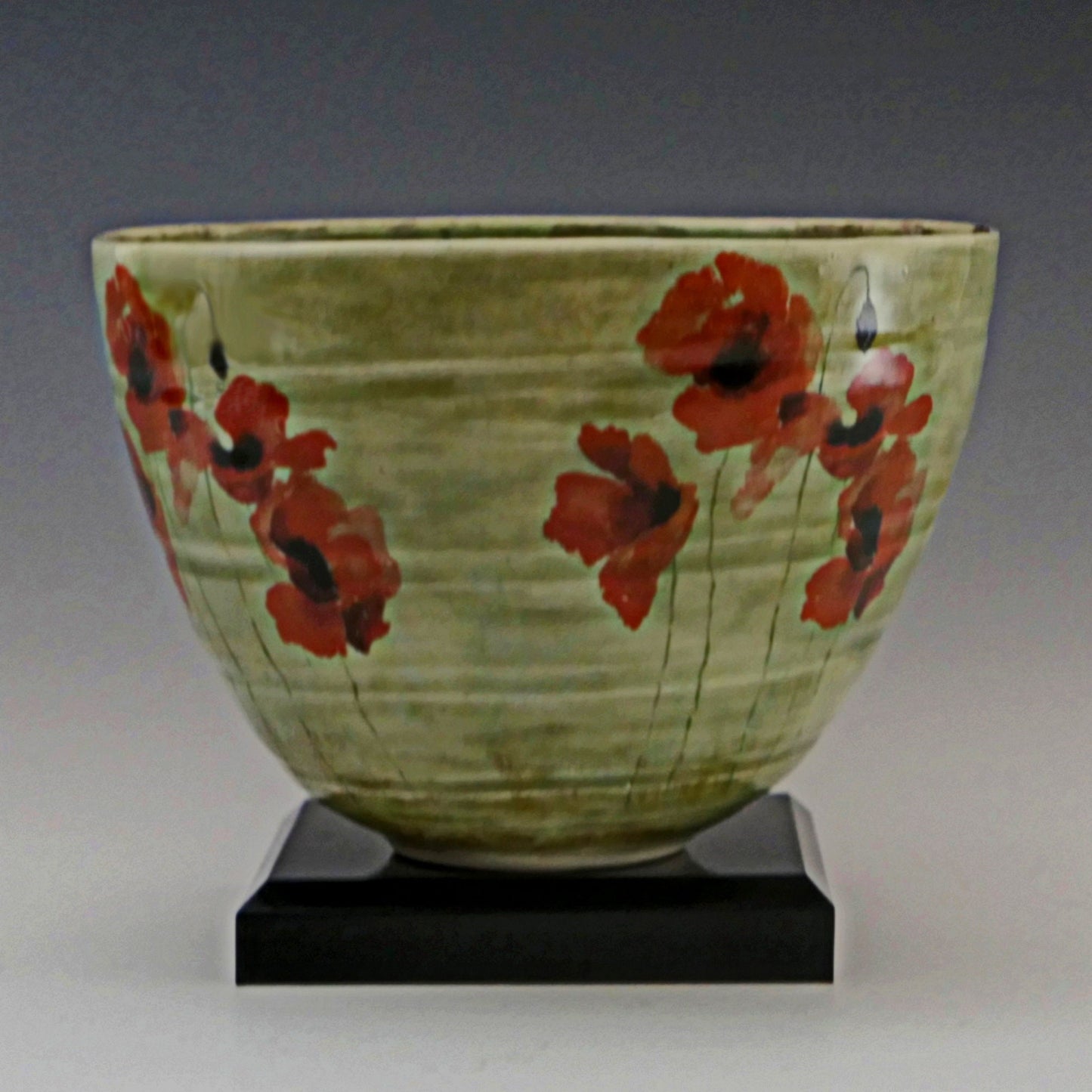 Poppies Red As Roses - Handmade Stoneware Bowl - Perfect for Serving or Display - Free Shipping US.