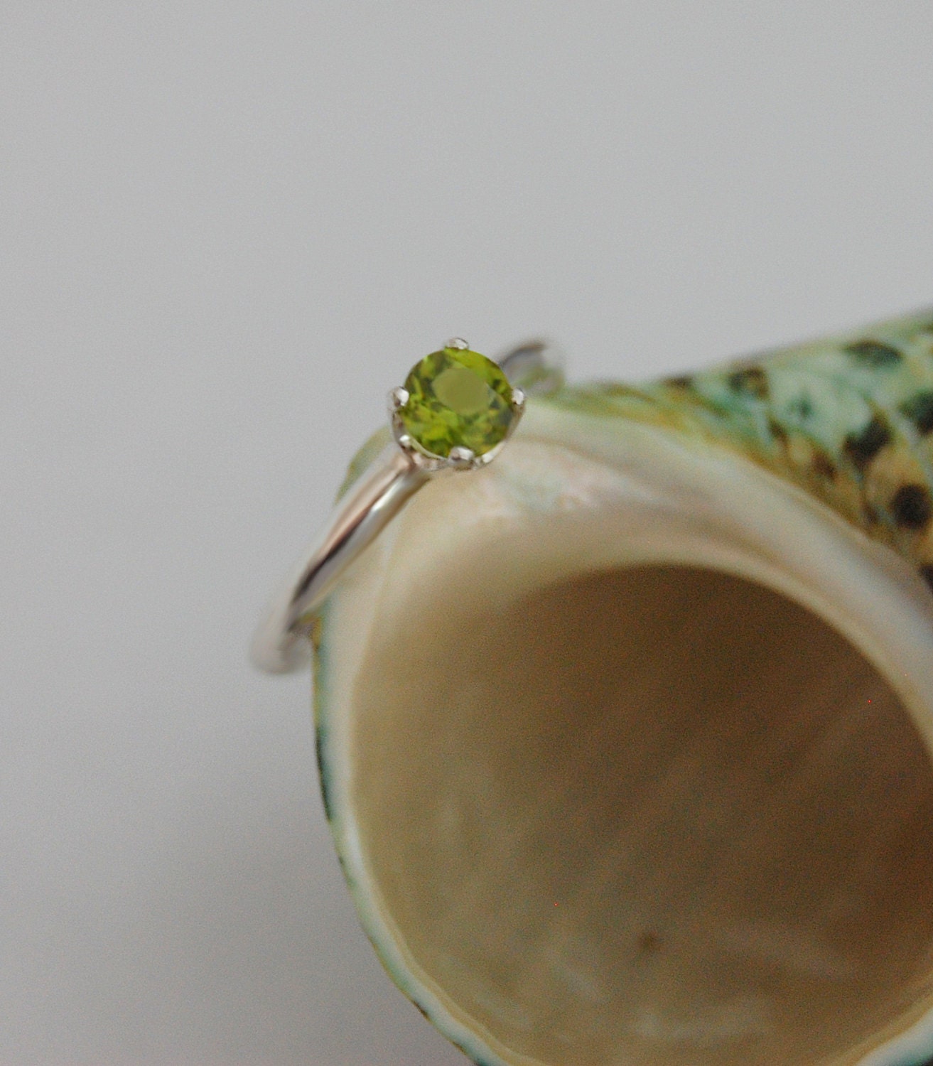 Alaqua - Peridot Gemstone and Sterling Silver Engagement Ring