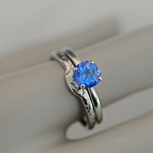 Artimis - Custom Made Wedding set in Platinum Silver PT950 or Guard Ring(s) or Solitaire Engagement Ring