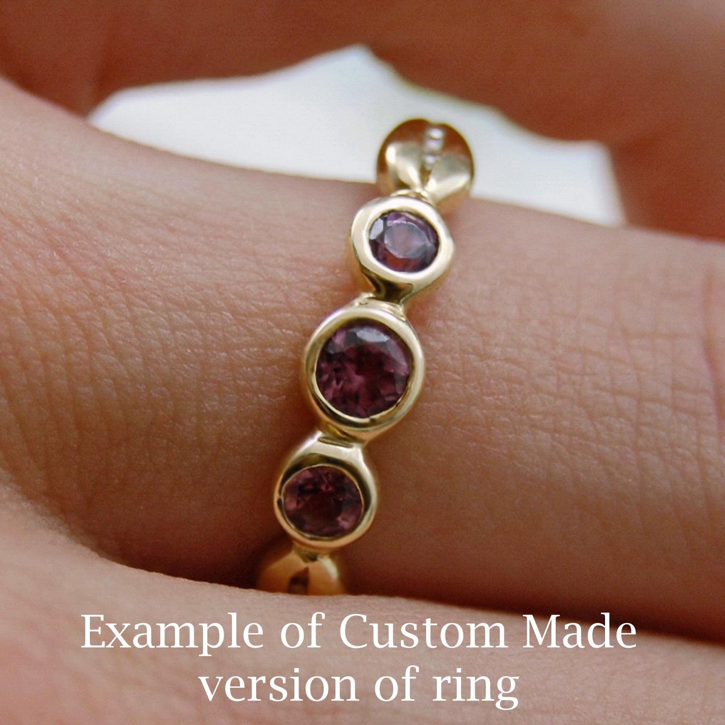 Nora - Delicately Beautiful Three Stone Engagement, Commitment or Stacking Ring with Accent CZ Side Gemstones, Set in Solid Silver.