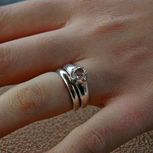 Elsa - Topaz Ring; Rhodium Plated Sterling Silver; Engagement Ring, FREE SHIP US