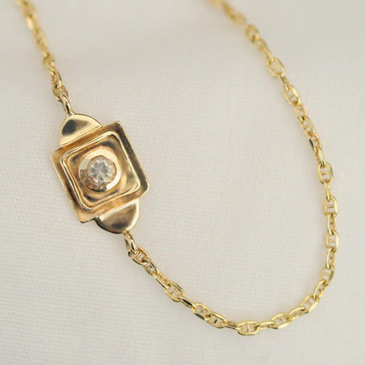 Charlotte - Luxurious 14kt Gold Bracelet Featuring Dazzling White Sapphire. 7" of Timeless Elegance!