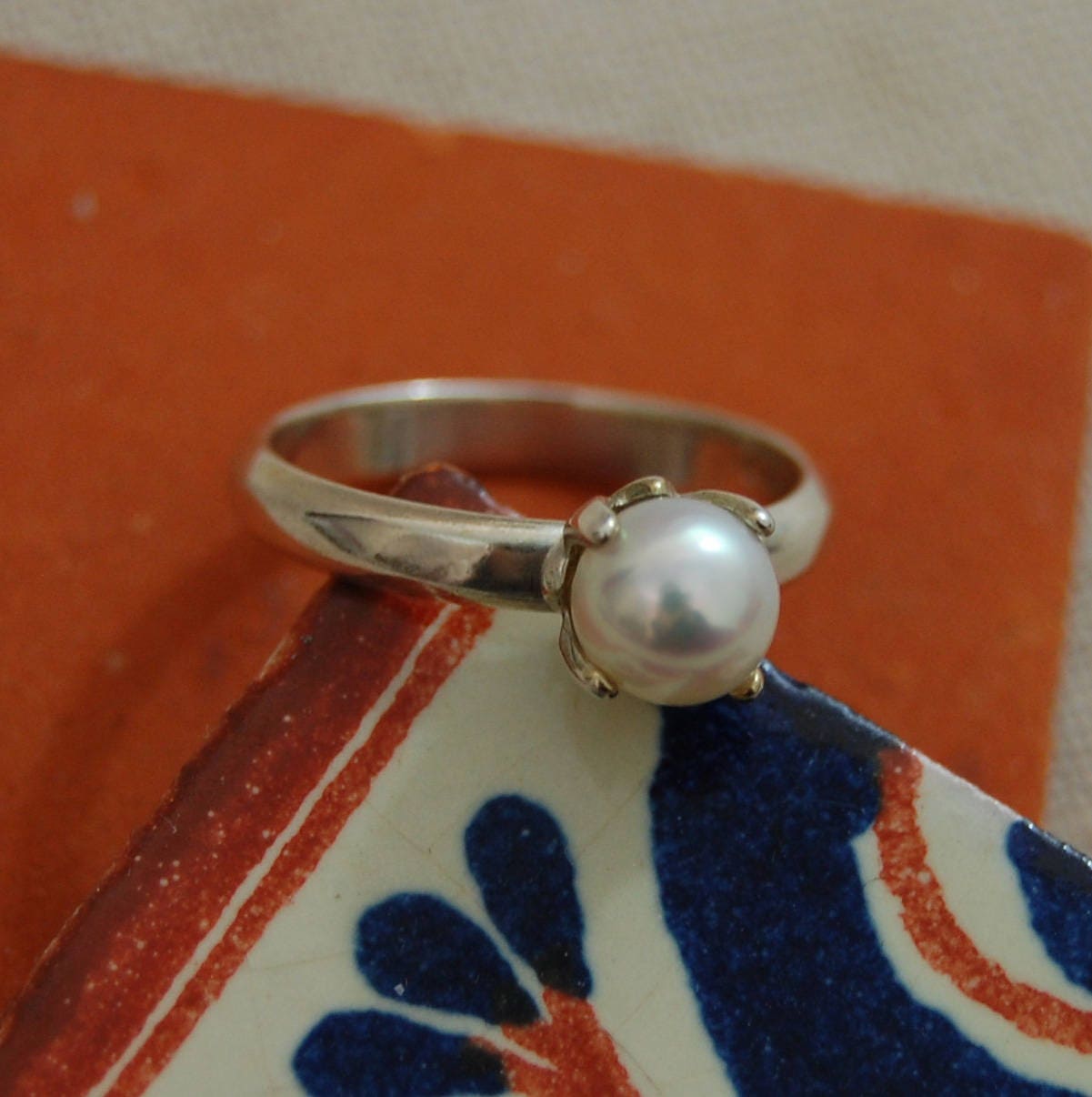 Bette - Alternative Engagement Ring, Freshwater Pearl Ring, FREE SHIP US