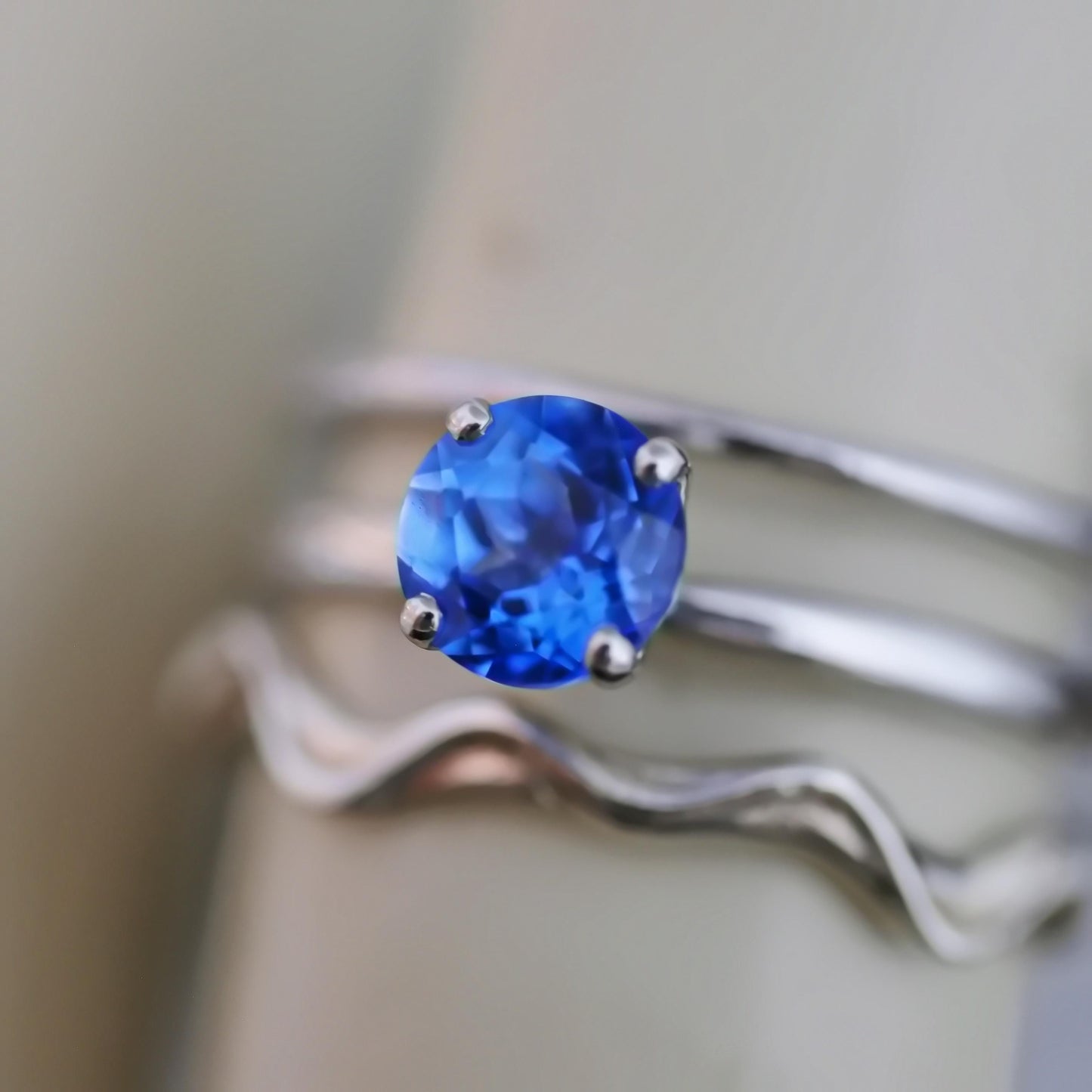 Makynna - Bright and Beautiful Blue Topaz Solitaire Ring Set in Solid Sterling Silver, Rhodium Plated for Ease of Care. Free Shipping in US.