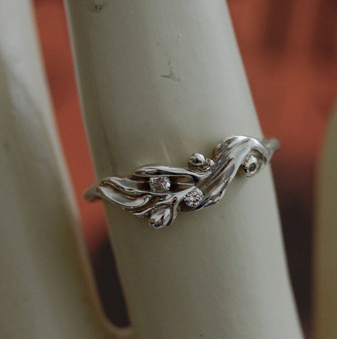 Aiyana Marie - One of a Kind Wedding Ring, Recycled Sterling Silver with Gemstones, Conflict Free Diamonds, FREE SHIP US