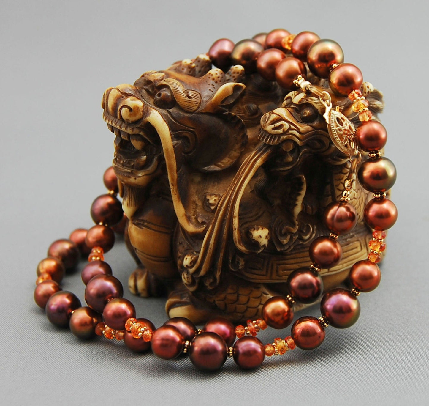 Akrya - Pearl Necklace with Sapphire and 14k Gold Beads