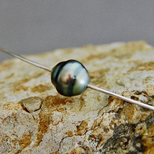 Birgit - Tahitian Peacock Pearl Bangle, Sterling Silver, FREE SHIP US