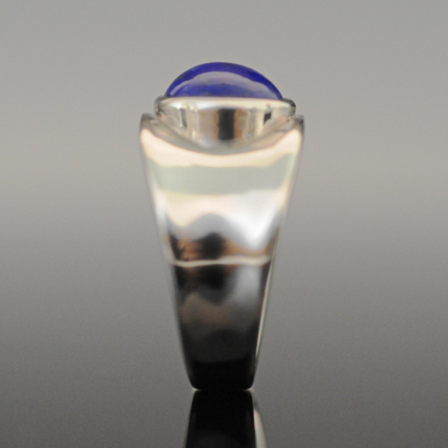 Hart - Contemporary Lapis Lazuli Wide Band Ring Set in Rhodium Plated Solid Sterling Silver. Perfect Gift for Him or Her!