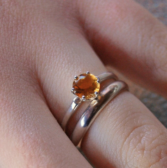 Benicia - Citrine Gemstone Stacking or Engagement Ring, November Birthday