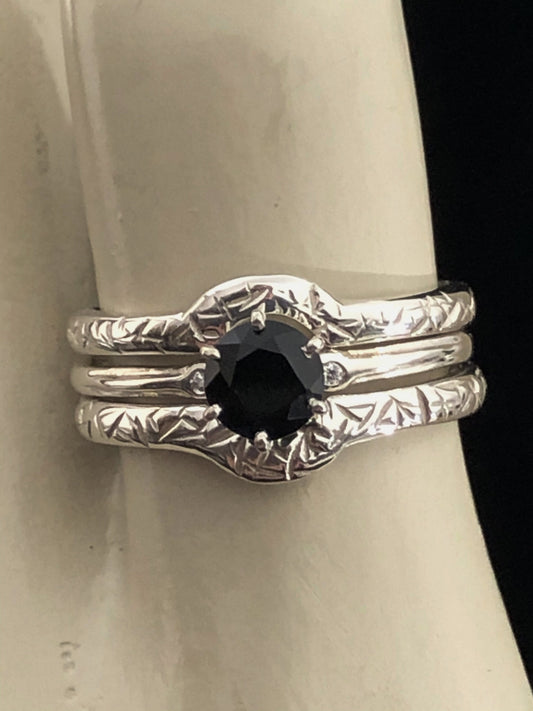 Artimis - Custom Made Wedding set in Platinum Silver PT950 or Guard Ring(s) or Solitaire Engagement Ring