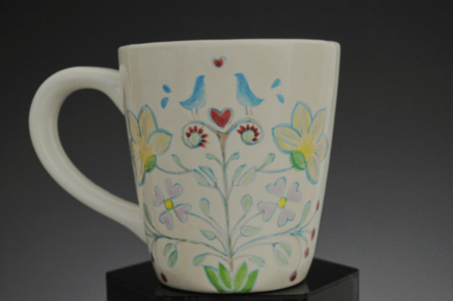 Love Birds - Unique Coffee Mug, hand painted mug, tea mug, FREE SHIPPING within the US.