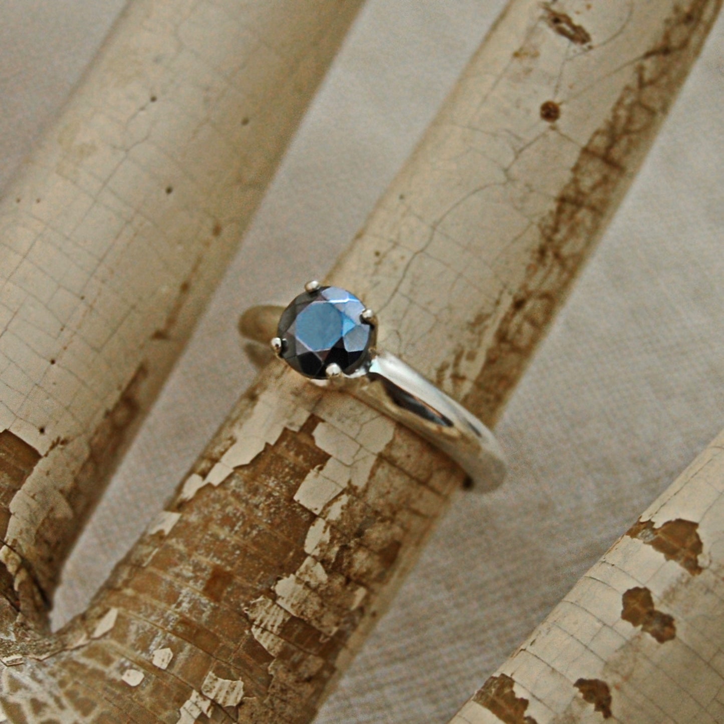 Brenna - Unique Silicon Crystal Gemstone Ring Set in Solid Argentium® Silver, Free shipping US.