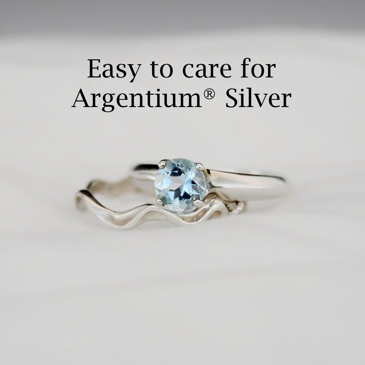Azora - Beautiful Sky Blue Topaz Gemstone Ring Set in Solid Easy Care Argentium Silver, FREE SHIPPING US.