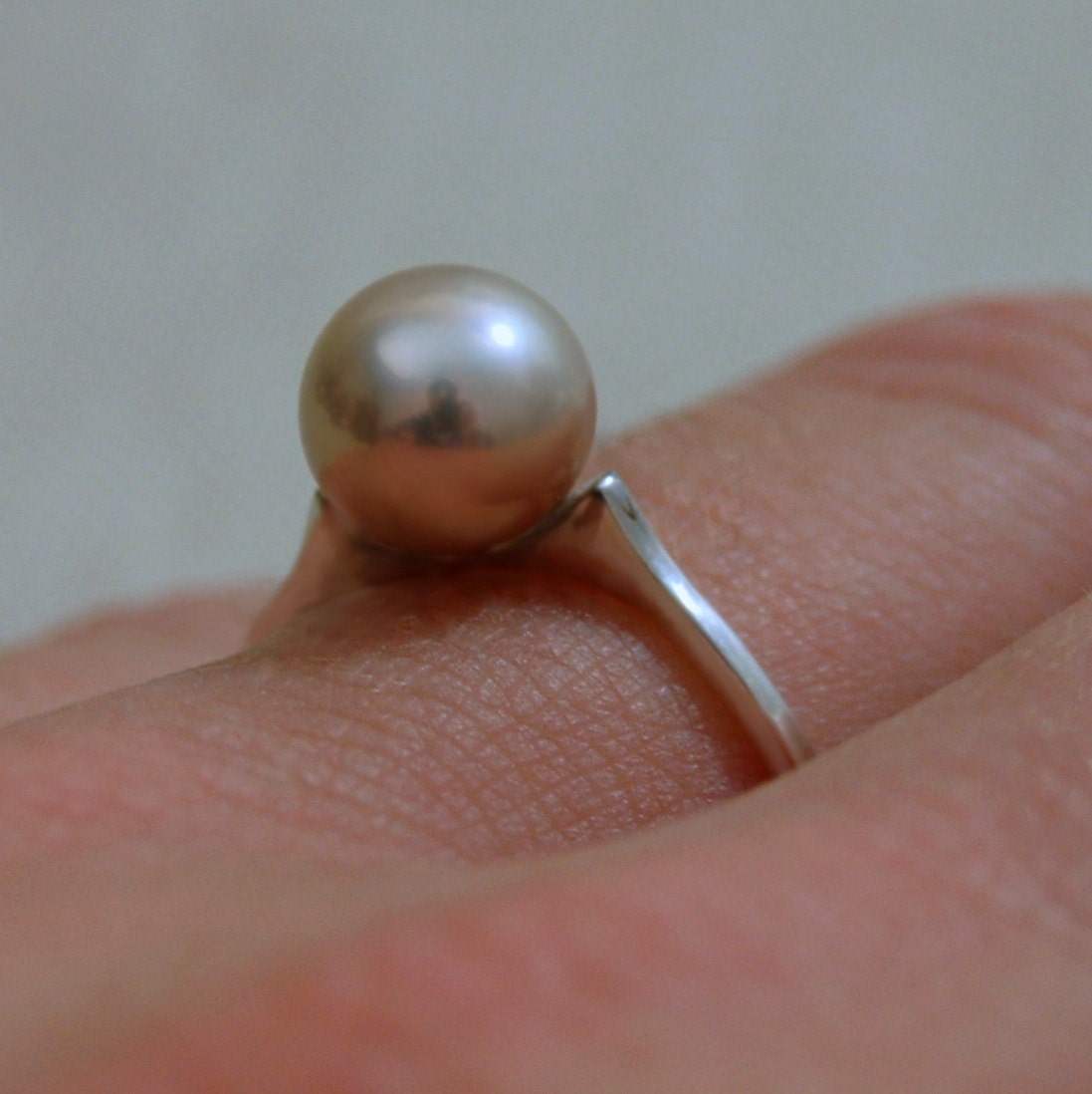 Aimee - Pearl Ring Features a Rare Color Freshwater Pearl Set in Sterling Silver. Aimee can be Custom Ordered with a Different Pearl.