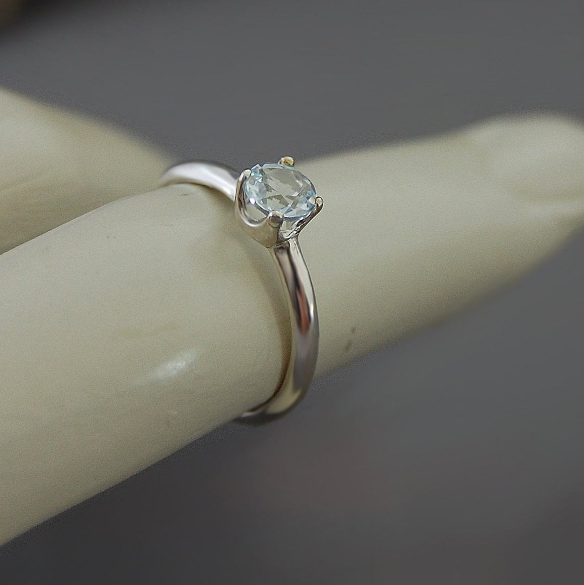 Talise - Aquamarine Engagement or Stacking Ring, Diamond Alternative Engagement Ring, Argentium® Silver, FREE SHIP US