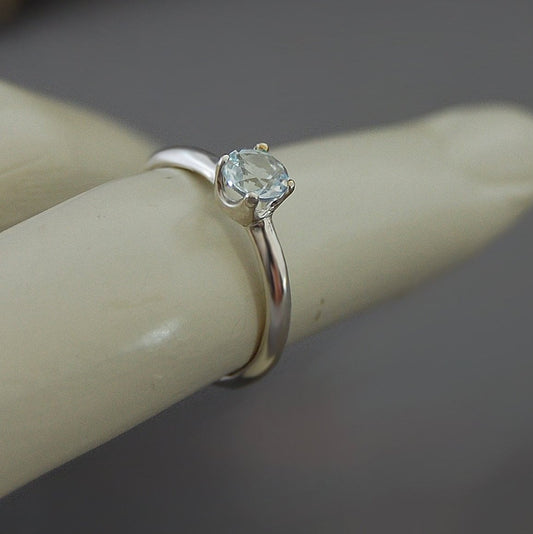 Talise - Aquamarine Engagement or Stacking Ring, Diamond Alternative Engagement Ring, Argentium® Silver, FREE SHIP US