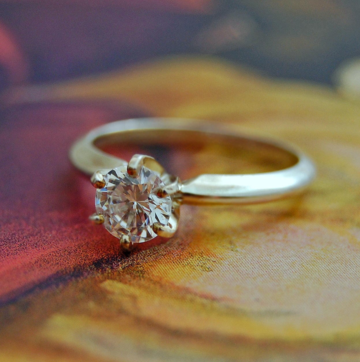 Luz - Diamond Alternative Cubic Zirconia Classic Engagement Ring, Continuum® Silver, FREE SHIP