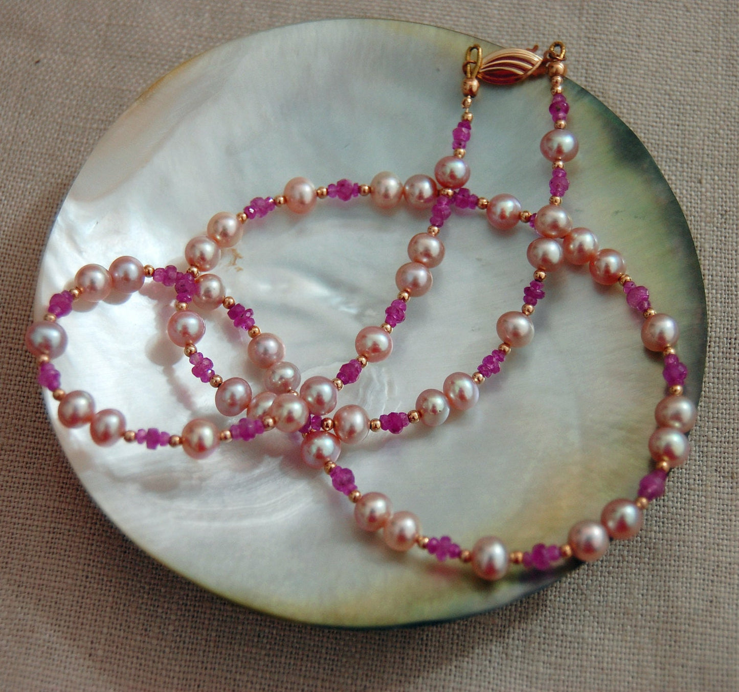 Kayla - Unique Freshwater Pearl and Sapphire Necklace with 14k Gold Accents