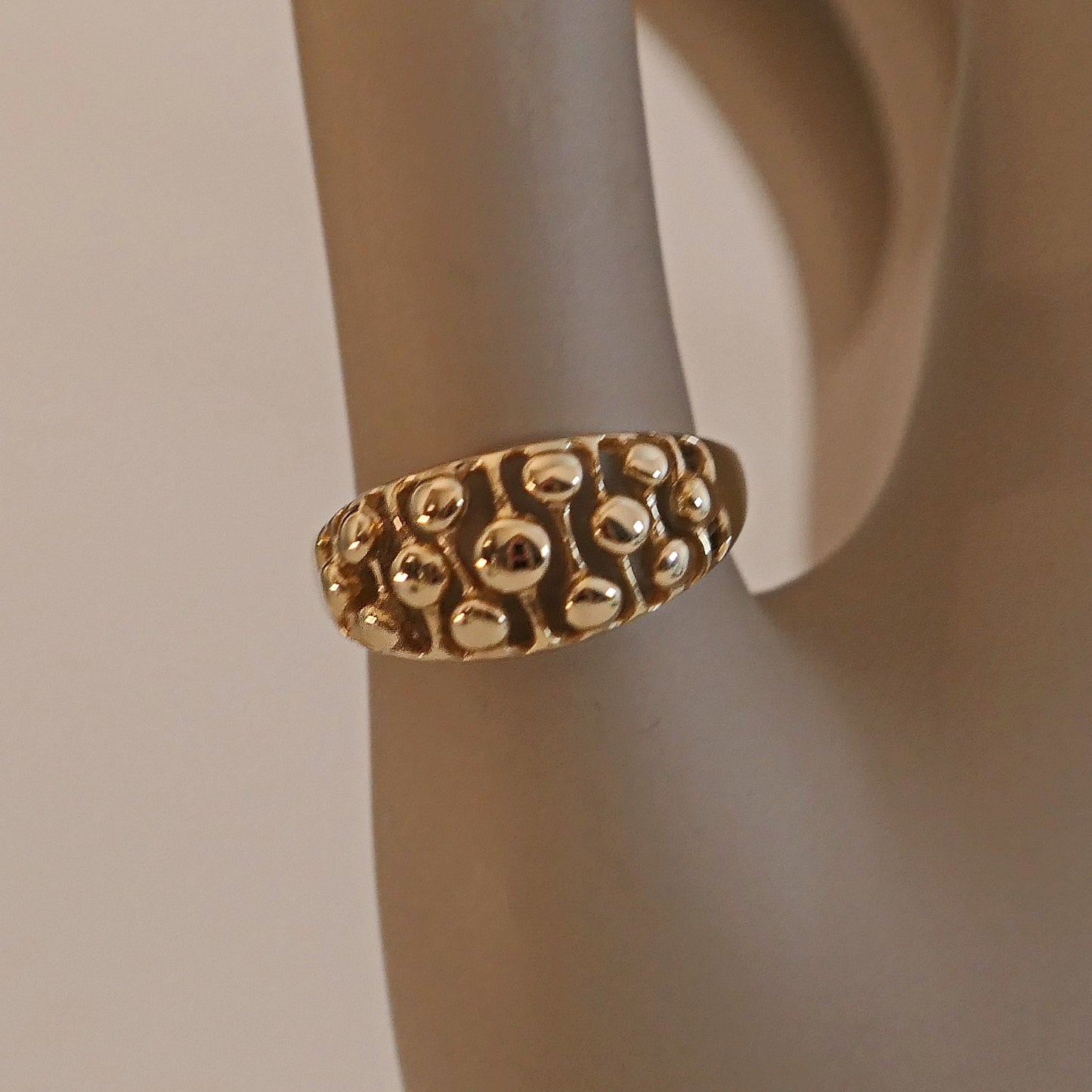 Angel - Divine Elegance Solid Gold Marquise Bossed Wedding Ring - Customizable with Gemstones, Free US Shipping