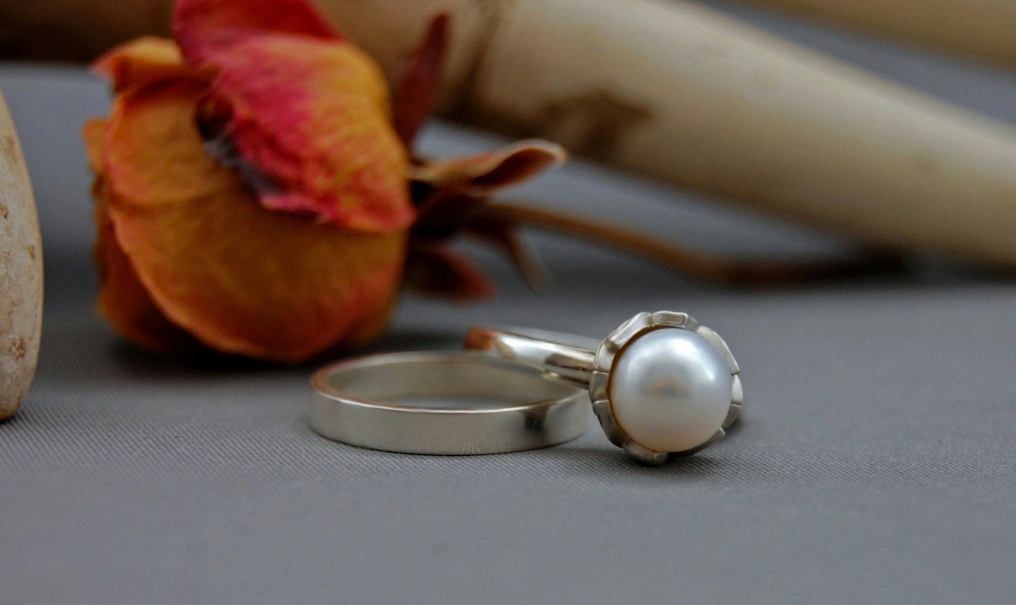 Evlin W. - Custom Made Pearl Ring in Silver, Gold or Platinum, FREE SHIP US