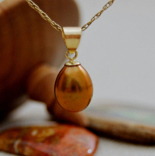 Arda - Freshwater Pearl Pendant 14kt Solid Gold FREE SHIPPING US