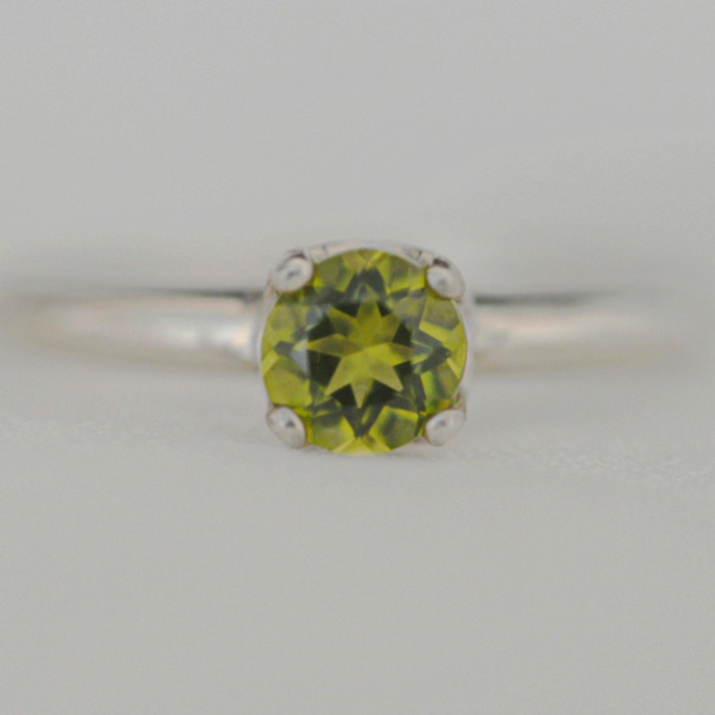 Alaqua - Peridot Gemstone and Sterling Silver Engagement Ring