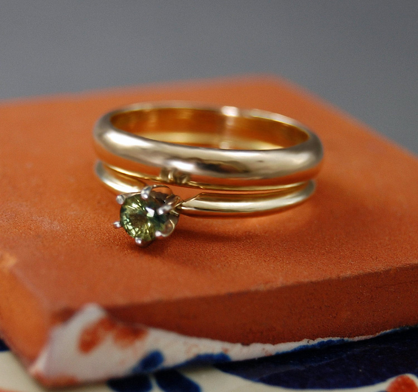 Padme - Sapphire Engagement Ring, September Birthstone, Solid 14kt Gold, FREE SHIP US