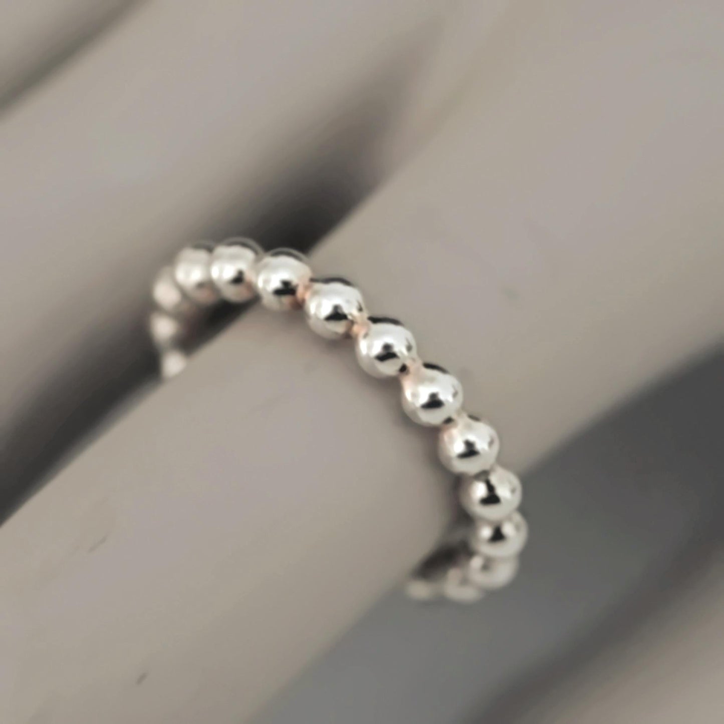 Eleena - Beaded Band, Black Rhodium, Sterling Silver Ring, FREE SHIPPING US